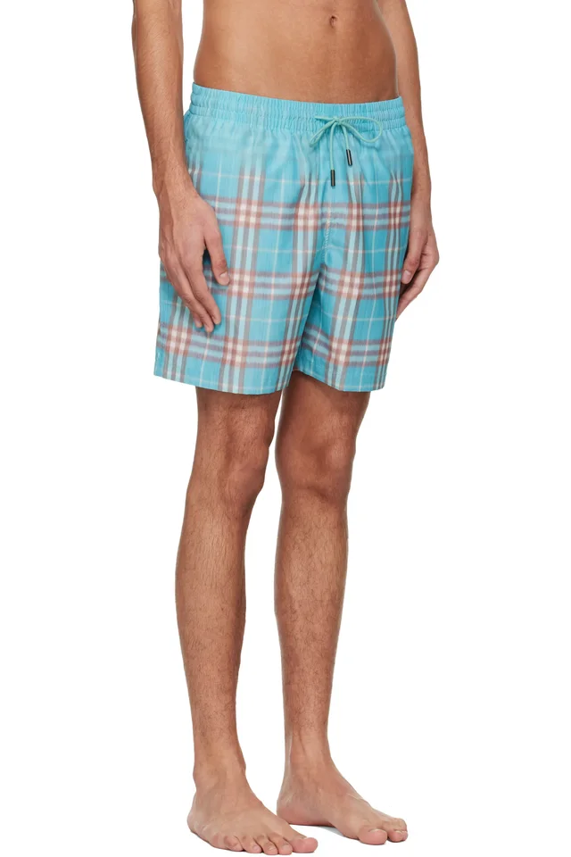 Burberry Blue Gradient Check Swim Shorts, photo 2 of 4 from SSENSE