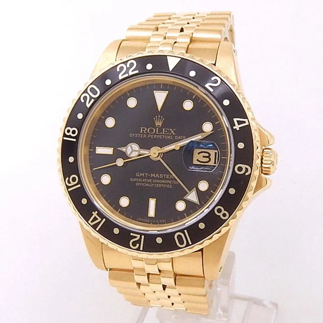 Rolex GMT-Master GMT Automatic Chronometer Black Dial Mens Watch 16758 BKSJ in yellow|black|gold from Jomashop.com