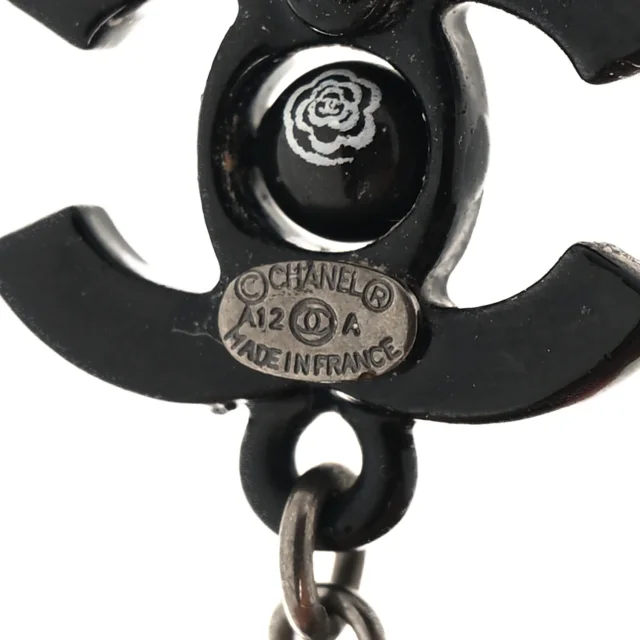 Chanel Enamel Bead CC Coco Drop Earrings Black in Black from FASHIONPHILE, photo 4 of 4