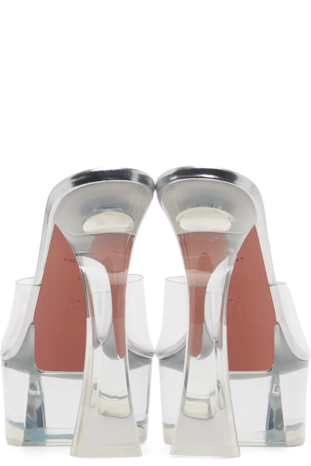 Amina Muaddi Transparent Dalida Glass Plateau Heeled Sandals, photo 2 of 2 from SSENSE
