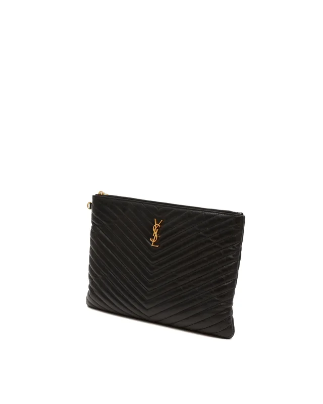 Saint Laurent Monogram Matelassé Large Clutch Bag in Leather from A Retro Tale, photo 2 of 7