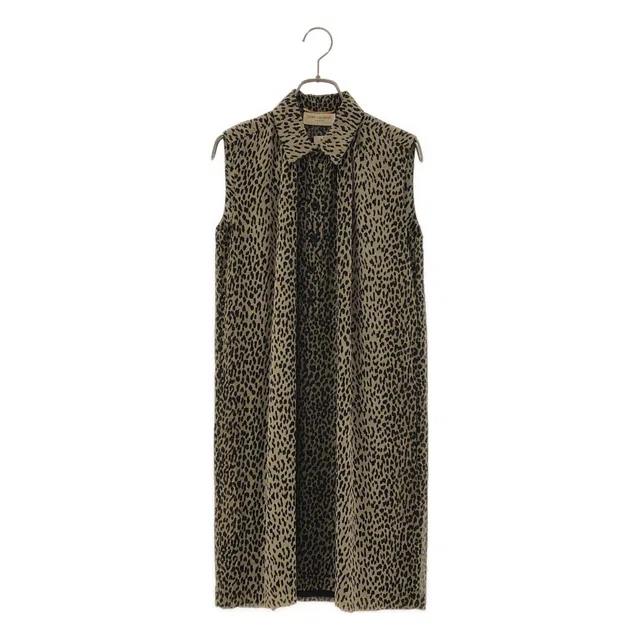 Saint Laurent Leopard Print Sleeveless Dress Brown Black 36 in Black from The Reluxe
