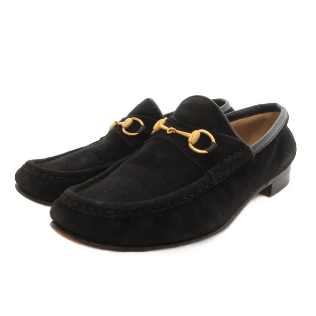 Gucci Loafers Slip-on Horsebit Suede Black in Black Suede from The Reluxe