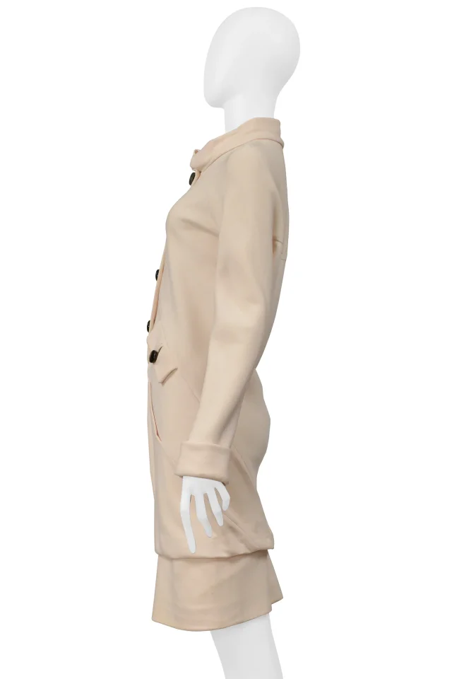 Balenciaga By Ghesquiere Off-white Mod Dress With Black Buttons 2006 in Black Silk from Resurrection Vintage, photo 4 of 8