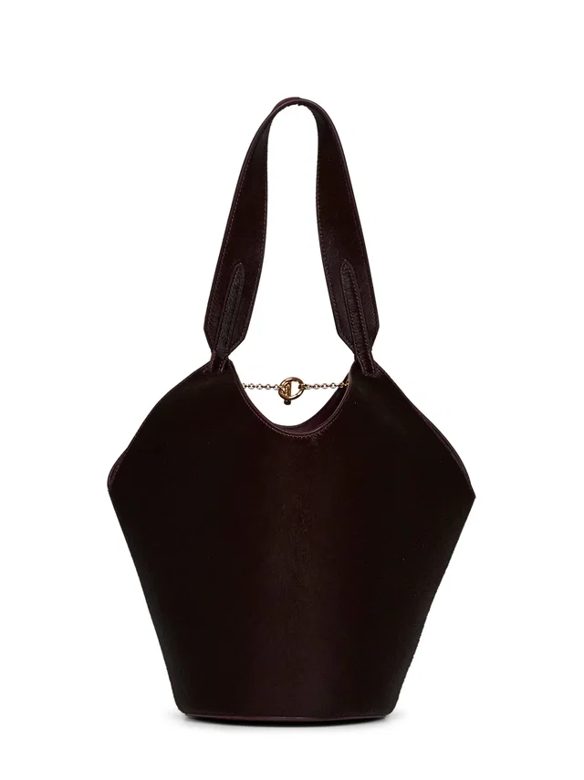 Khaite Shoulder Bag — Red Calf Suede; Leather in Red Suede from HEWI