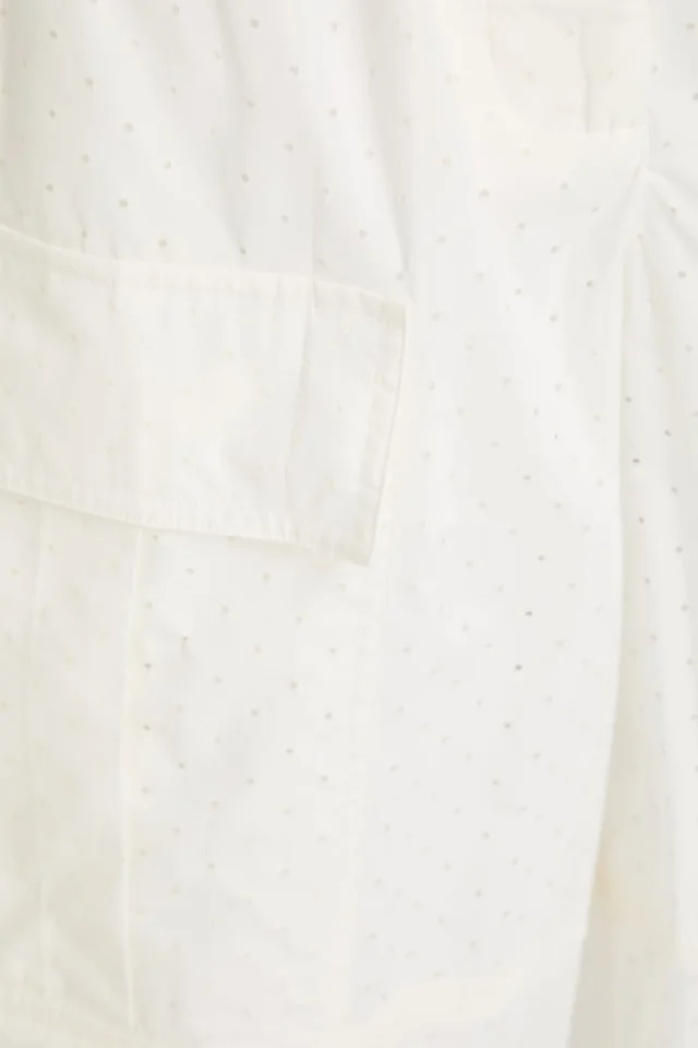Zimmermann Lace-Trimmed Perforated Cotton Cargo Pants in Ivory, photo 4 of 4 from THE OUTNET