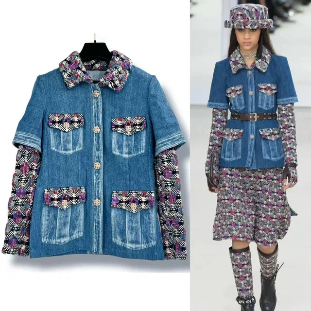 Chanel Jacket Denim Tweed Gripoix Blue in Blue Tweed from The Reluxe