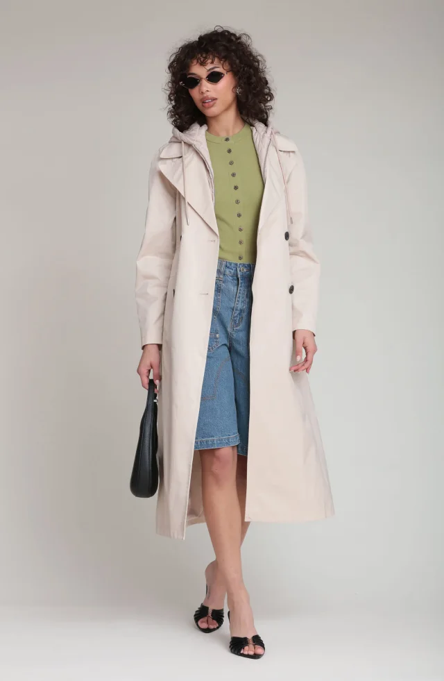 Avec Les Filles Quilted Hoodie Cotton & Nylon Trench Coat, photo 7 of 7 from Nordstrom Rack