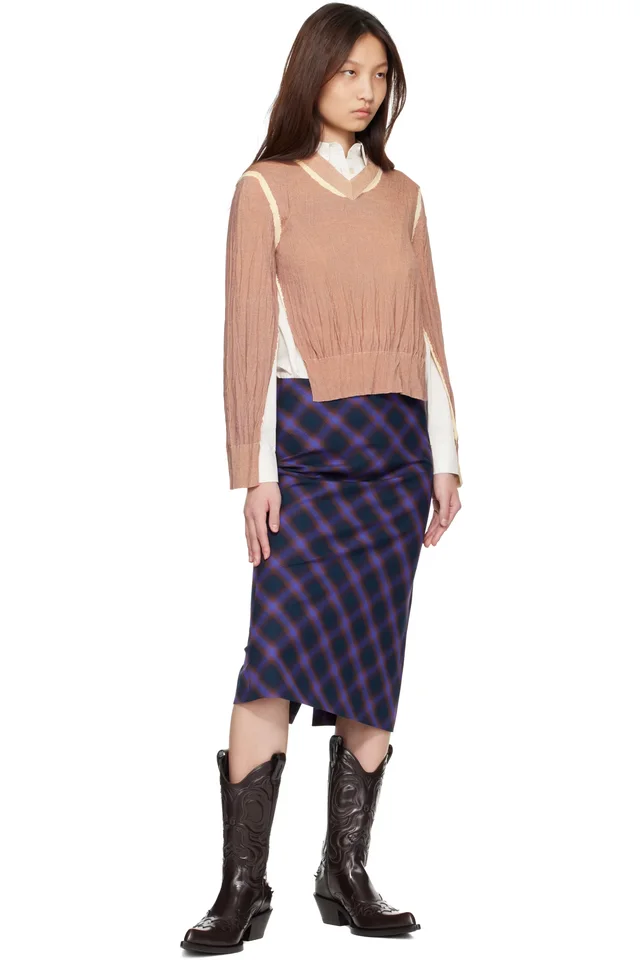 Acne Studios Tan Wrinkled V-Neck Sweater, photo 4 of 4 from SSENSE