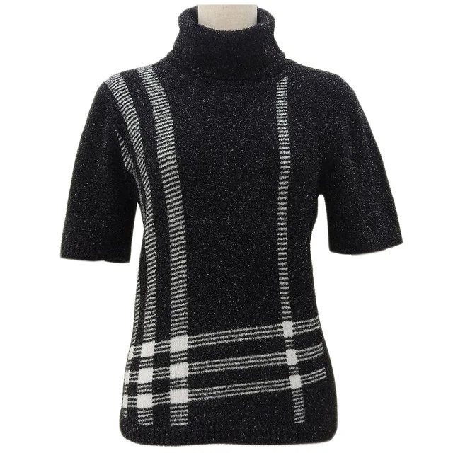 Burberry チェックパターン半袖ハイネックニット #2 ブラック/ホワイト from VINTAGE QOO TOKYO