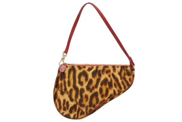 Dior Saddle Pouch Leopard Print Calf Hair Leather Galliano in Leather from The Reluxe
