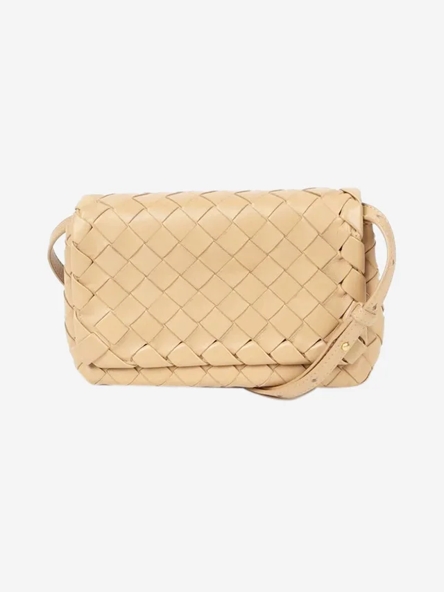 Bottega Veneta Blush Intrecciato leather flap bag in Pink Woven leather from Sign of the Times