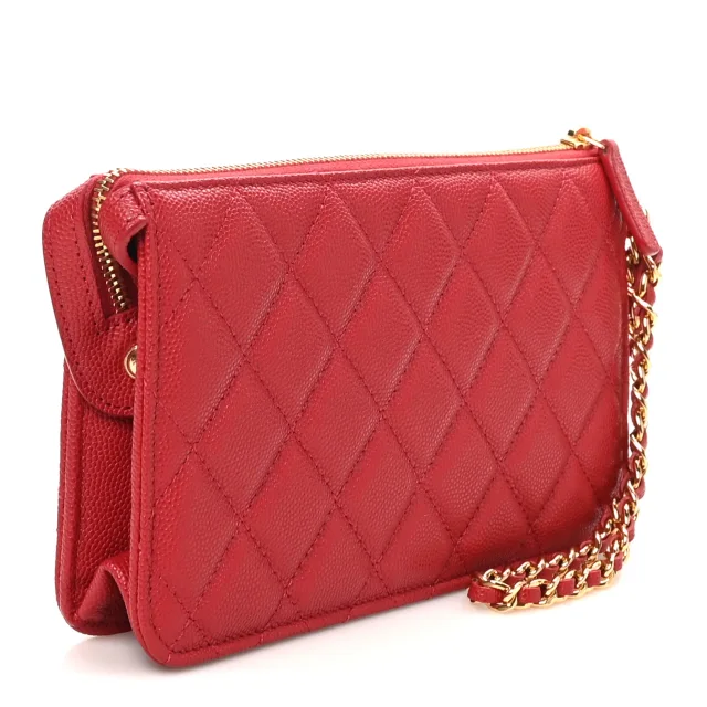 Chanel Caviar Quilted Polly Pocket Pouch Red in Red Caviar leather from FASHIONPHILE, photo 4 of 9