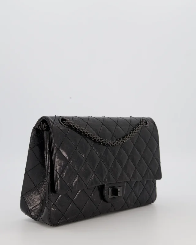 Chanel Black Reissue 226 Medium Double Flap Bag in Patent Leather with So Black Hardware in Black Patent leather from Sellier, photo 3 of 19