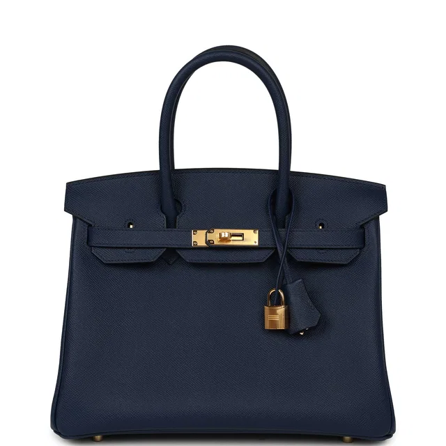 Hermès Birkin 30 Bleu Navy Epsom Gold Hardware in Navy Epsom leather from Madison Avenue Couture