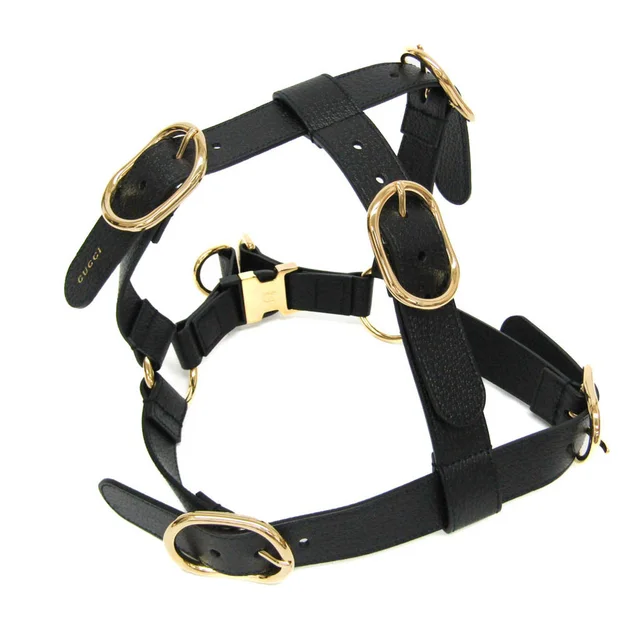 Gucci Interlocking G Pet Harness Large Size 695253 Dog Harness Leather Black in Black Leather from Elady