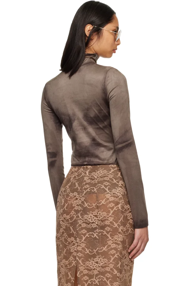 Acne Studios Gray Printed Faux-Suede Top, photo 3 of 5 from SSENSE