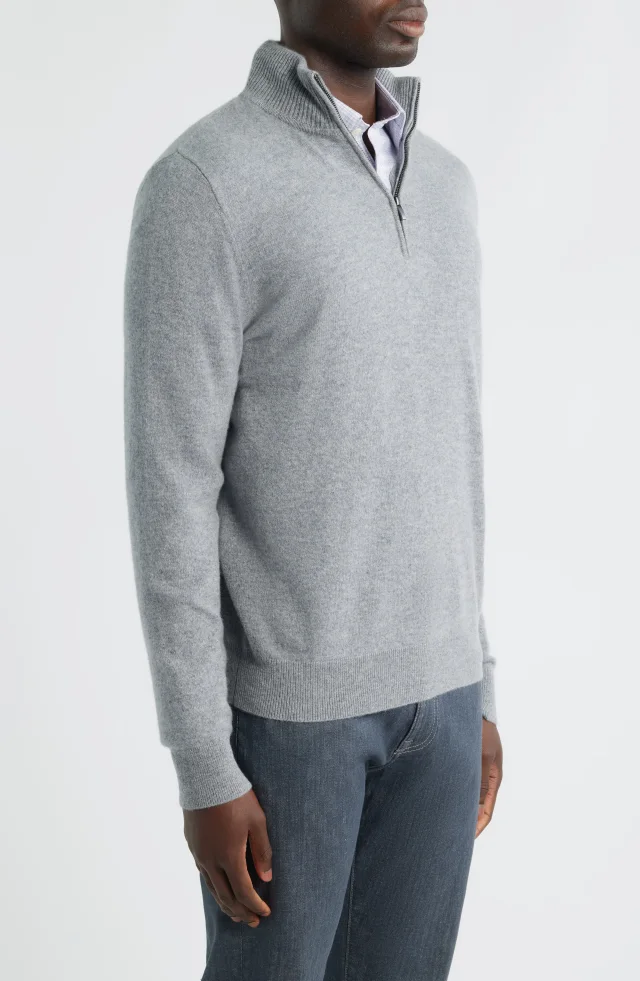 Nordstrom Quarter Zip Cashmere Sweater in Grey, photo 3 of 6 from Nordstrom Rack