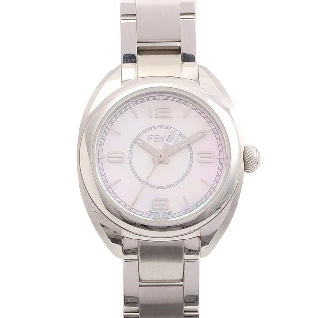 Fendi Round Logo Face Watch 21000S White Shell in White from VINTAGE QOO TOKYO