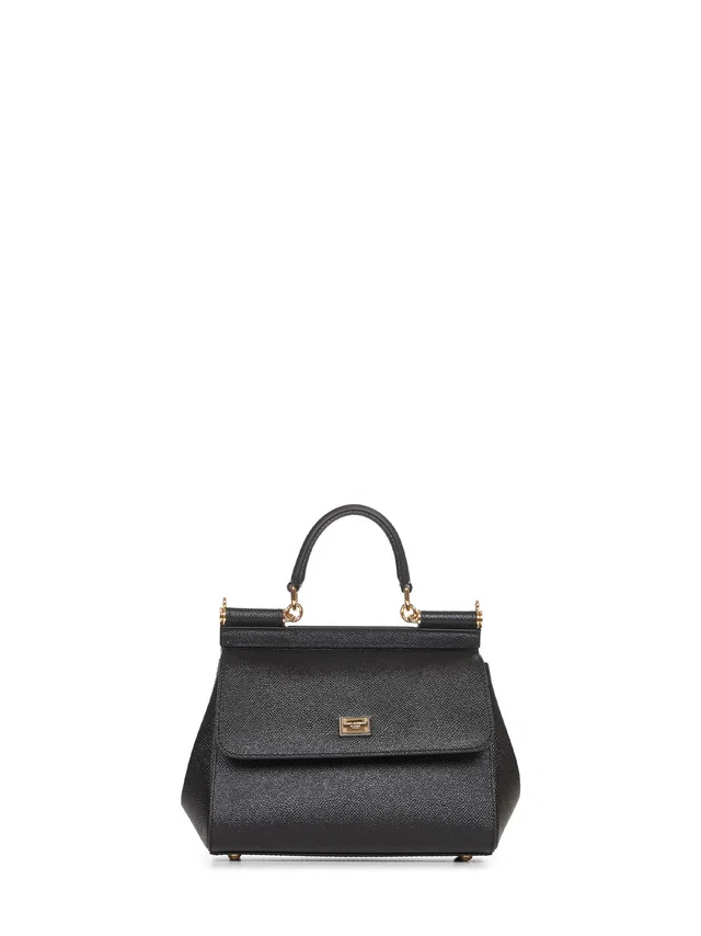 Dolce & Gabbana Sicily Top Handle Bag — Black Calf Leather in Black Calfskin from HEWI