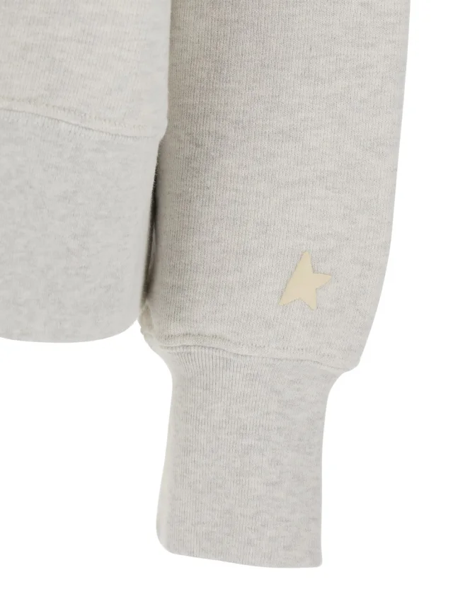 GOLDEN GOOSE gray Crewneck sweatshirt with glitter logo lettering on the front in cotton for women in Grey 100% Cotton, photo 5 of 6 from Gaudenzi Boutique