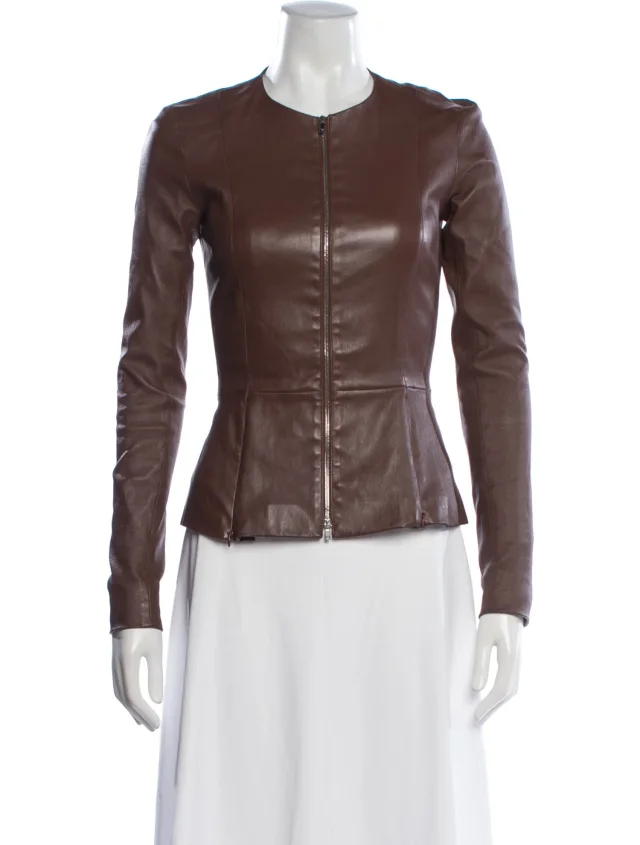 The Row Leather Jacket in brown|red Leather from The RealReal
