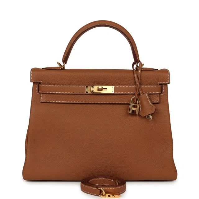 Hermès Kelly Retourne 32 Gold Togo Gold Hardware in Gold Togo leather from Madison Avenue Couture