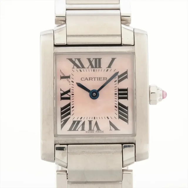 Cartier Small Model Tank Francaise Mother of Pearl Pink Watch W51028Q3 in Pink from The Purse Affair