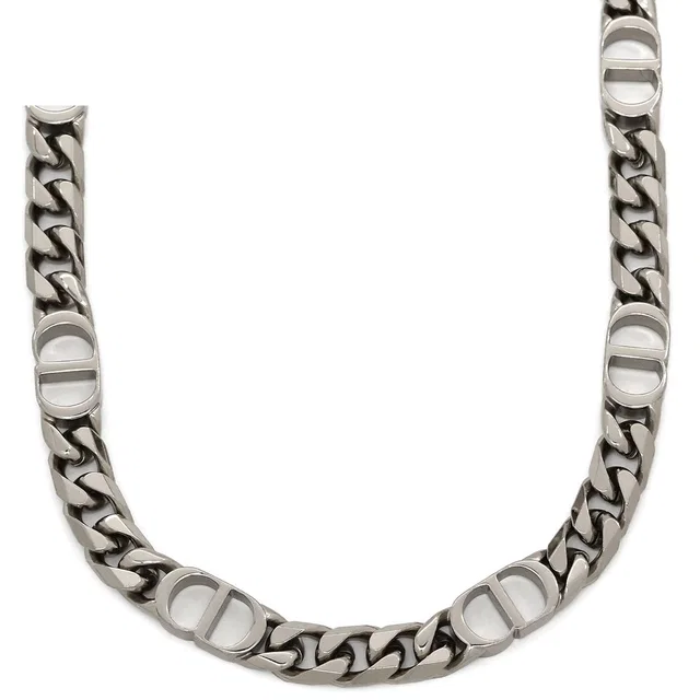 Dior Necklace CD Icon Chain Link Brass Silver CD Logo in Silver from The Reluxe