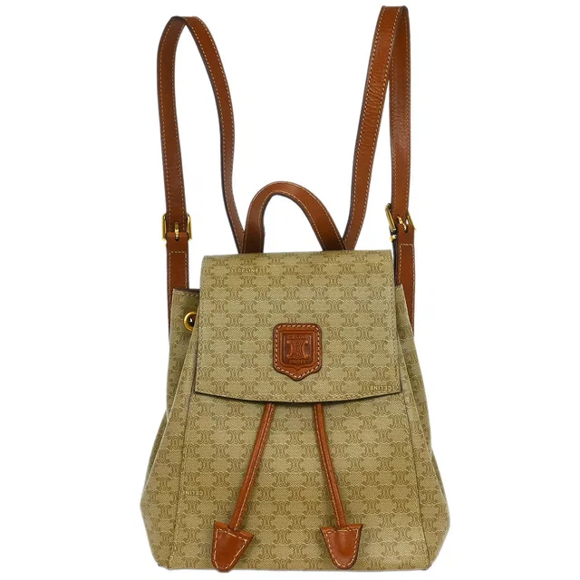 Celine Beige Macadam Backpack in Beige Leather from AMORE Vintage Tokyo