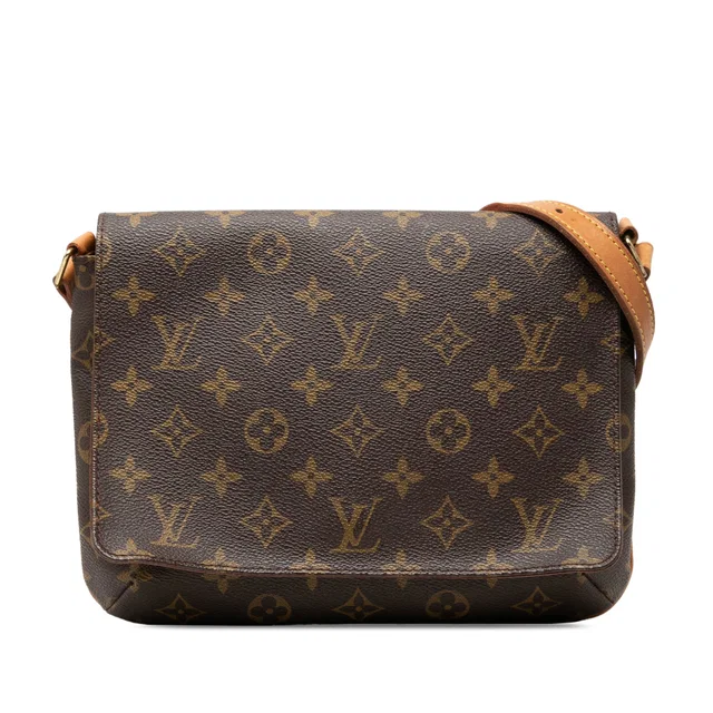 Brown Louis Vuitton Monogram Musette Tango Short Strap Shoulder Bag in Brown Coated canvas from Designer Revival