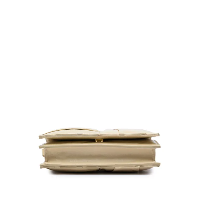 Bottega Veneta Mini Calfskin Intrecciato Pleated Cassette Crossbody in Beige Calfskin from Designer Revival, photo 3 of 5