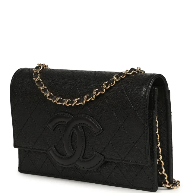 Chanel "Neo Filigree" Wallet on Chain WOC Black Grained Calfskin Gold Hardware in Black Caviar leather from Madison Avenue Couture, photo 5 of 9