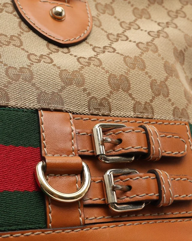 Gucci GG Web Heritage Tote Bag in Canvas from A Retro Tale, photo 6 of 9