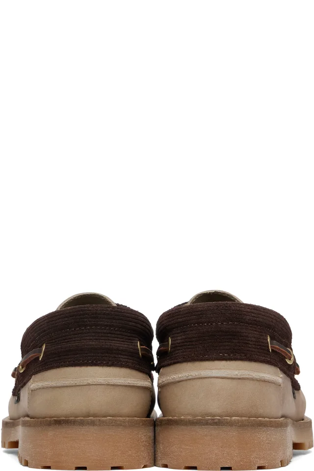 Barbour Beige & Brown Re-Engineered Deck Boat Shoes, photo 2 of 5 from SSENSE