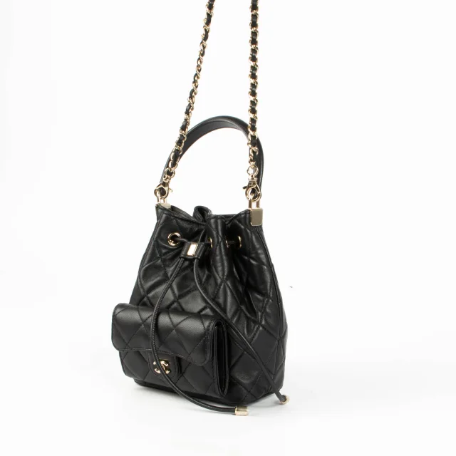 Chanel 26P Black Mini Bucket Bag With Chain in Black Leather from Labellov, photo 3 of 8