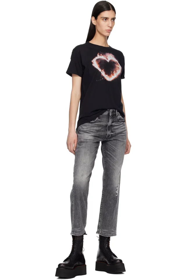 R13 Black Flaming Heart Boy T-shirt, photo 4 of 4 from SSENSE