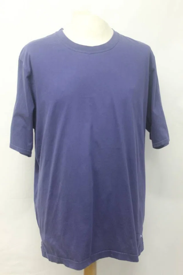 Burberry Rib-knit neckline T-Shirt Blue Size: M in Blue Cotton from Oxfam Online Shop