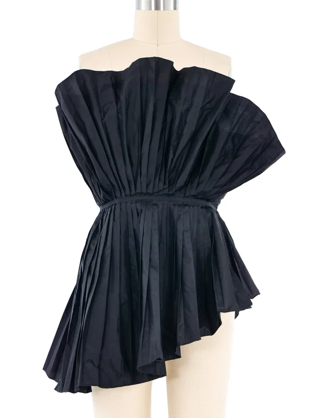1980s Gucci Pleated Asymmetrical Bustier in Silk from Arcade Vintage