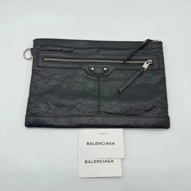 Balenciaga Grey Cowhide Leather Stud Clutch in gray Leather from Grailed