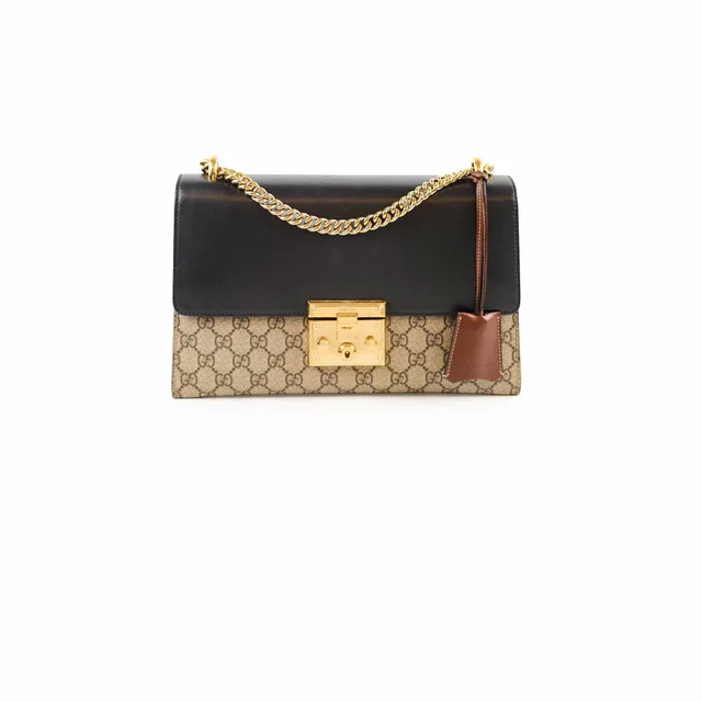 Gucci Padlock Medium Black in Black Canvas from The Purse Affair