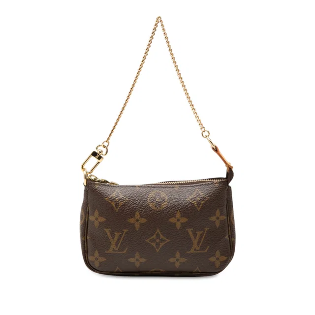 Brown Louis Vuitton Monogram Mini Pochette Accessoires Handbag in Brown Coated canvas from Designer Revival