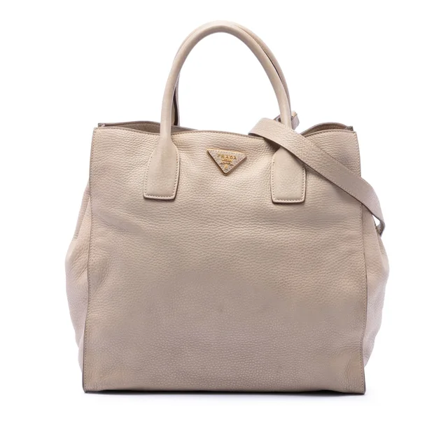 Beige Prada Vitello Daino Open Convertible Tote Satchel in Beige Leather from Designer Revival, photo 1 of 1