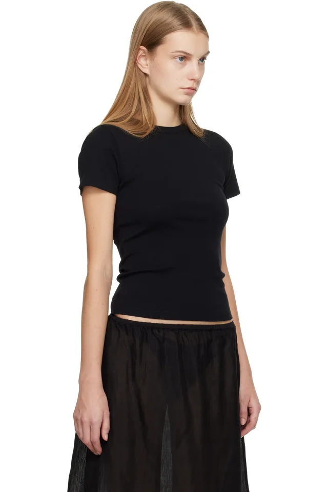Matteau Black Rib Baby T-shirt, photo 2 of 4 from SSENSE