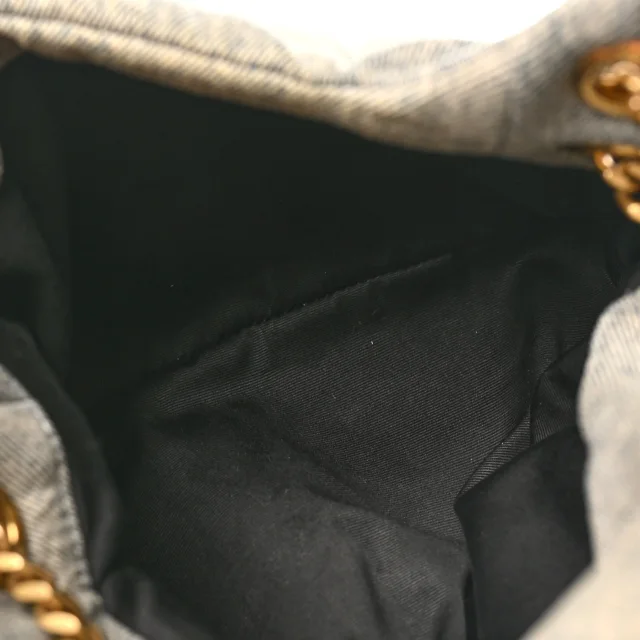 Saint Laurent Quilted Medium Loulou Puffer Monogram Chain Satchel Azur in Denim from FASHIONPHILE, photo 5 of 10