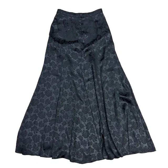Chanel Black Satin with floral jacquard pattern Skirts in Black Satin from HEWI