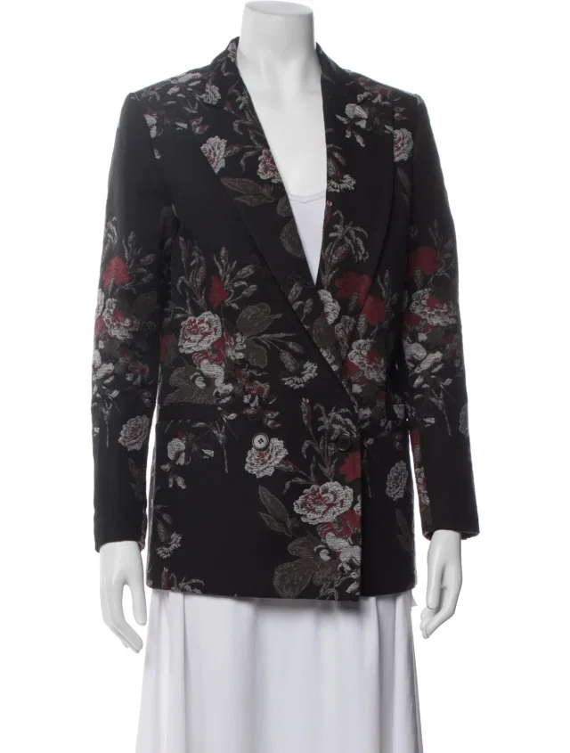GANNI Floral Print Blazer in black from The RealReal