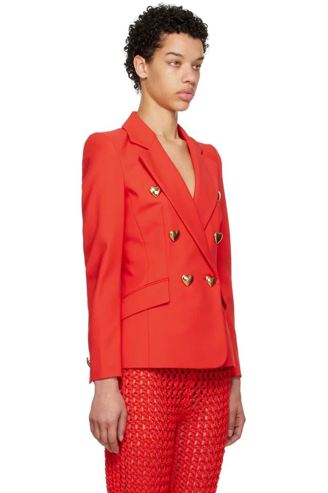 Moschino Red Heart Buttons Blazer, photo 2 of 4 from SSENSE