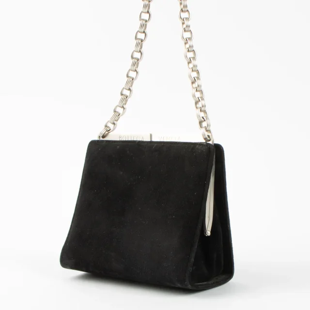 Bottega Veneta Vintage Black Suede Chain Clutch in Black Suede from Labellov, photo 2 of 5