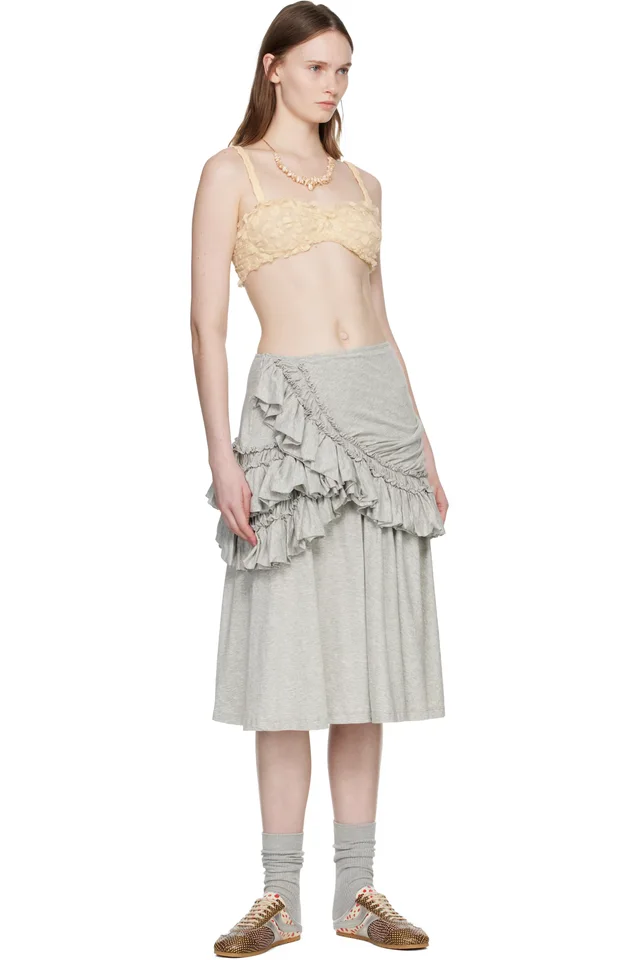 Dries Van Noten Beige Polka Dot Mesh Bralette, photo 4 of 4 from SSENSE